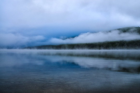 "Bowman Lake", Montana, Lake, Morning, Fog