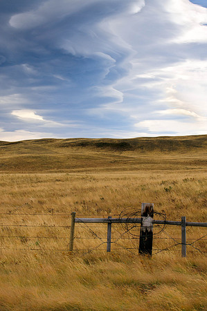 Rocky Mountain Front, Landscape, Fence, Clouds